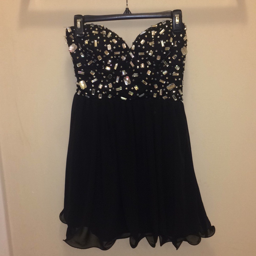 Beaded Black Mini Dress💫